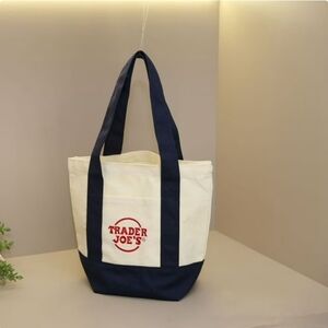 Trader Joe's Canvas Navy Blue Tote Bag